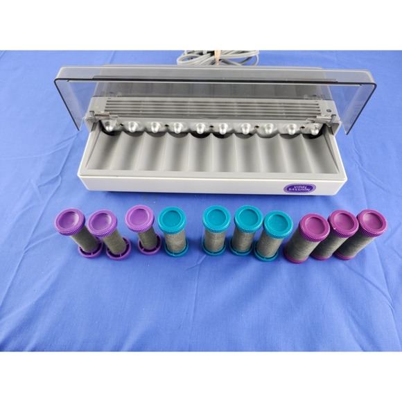Vidal Sassoon Slimline Hairsetter Hot Curlers 20 Flocked Rollers w Clips VS-370 - Picture 3 of 9